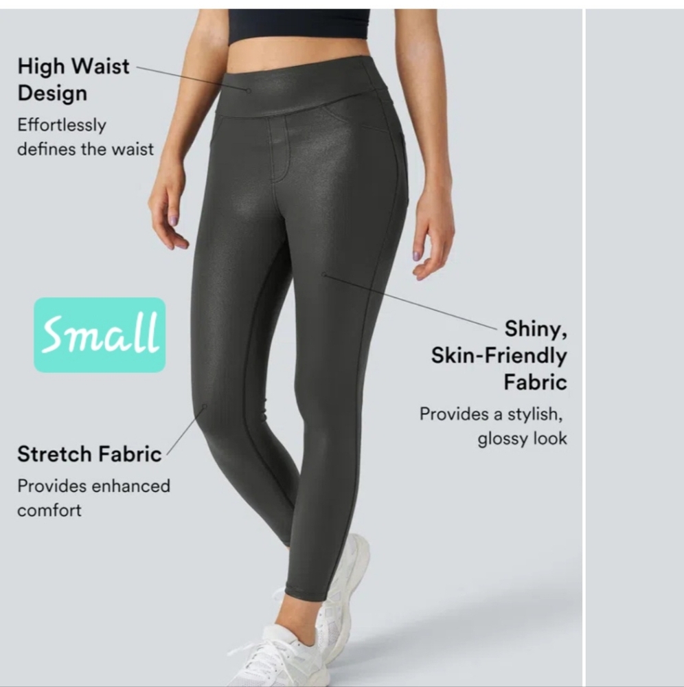 HALARA Shiny gray high waisted leggings